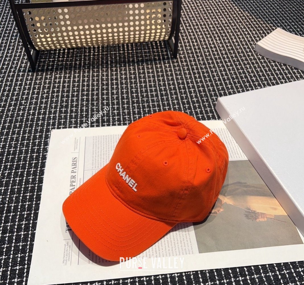 Chanel Canvas Baseball hat Orange 2024 051302 (A-240514103)