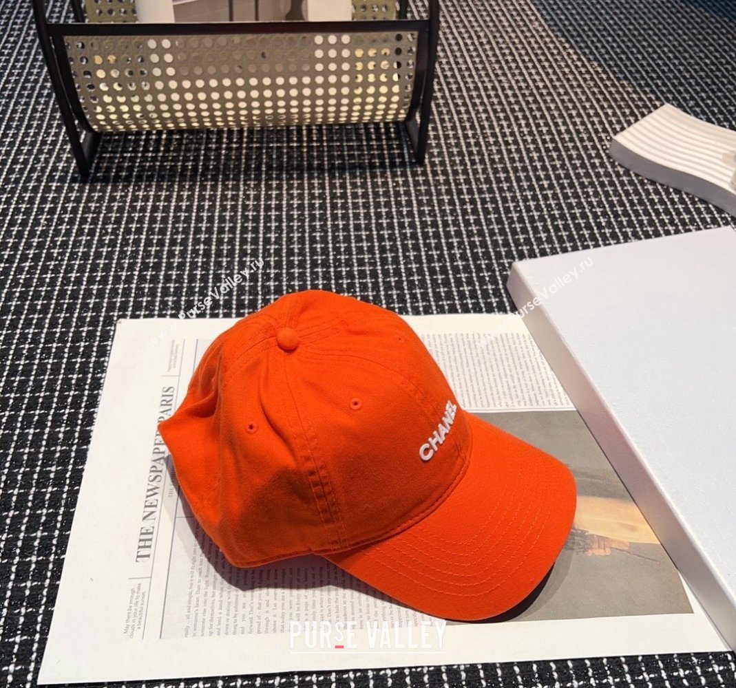 Chanel Canvas Baseball hat Orange 2024 051302 (A-240514103)