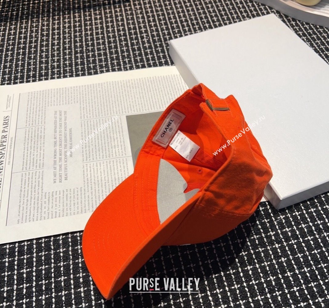 Chanel Canvas Baseball hat Orange 2024 051302 (A-240514103)