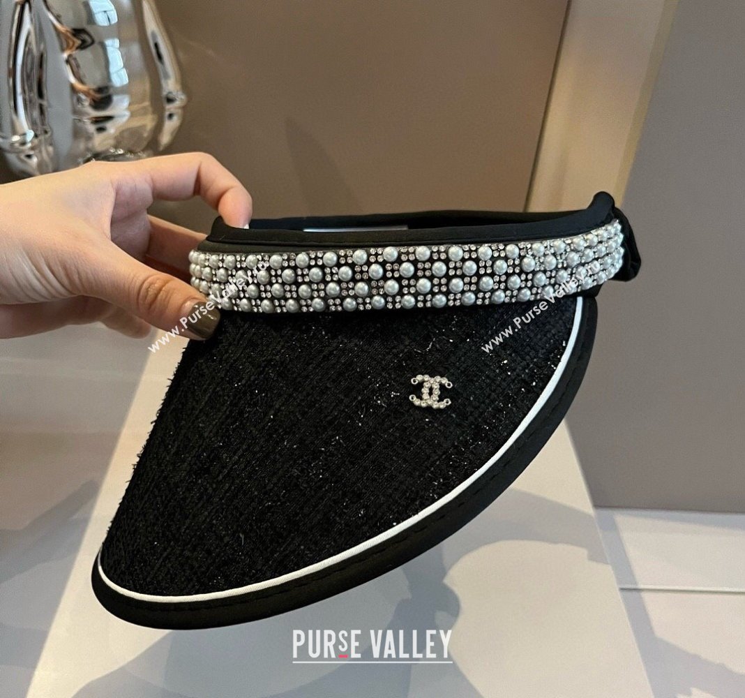 Chanel Visor hat with pearls Black 2024 0514 (XMN-240514110)