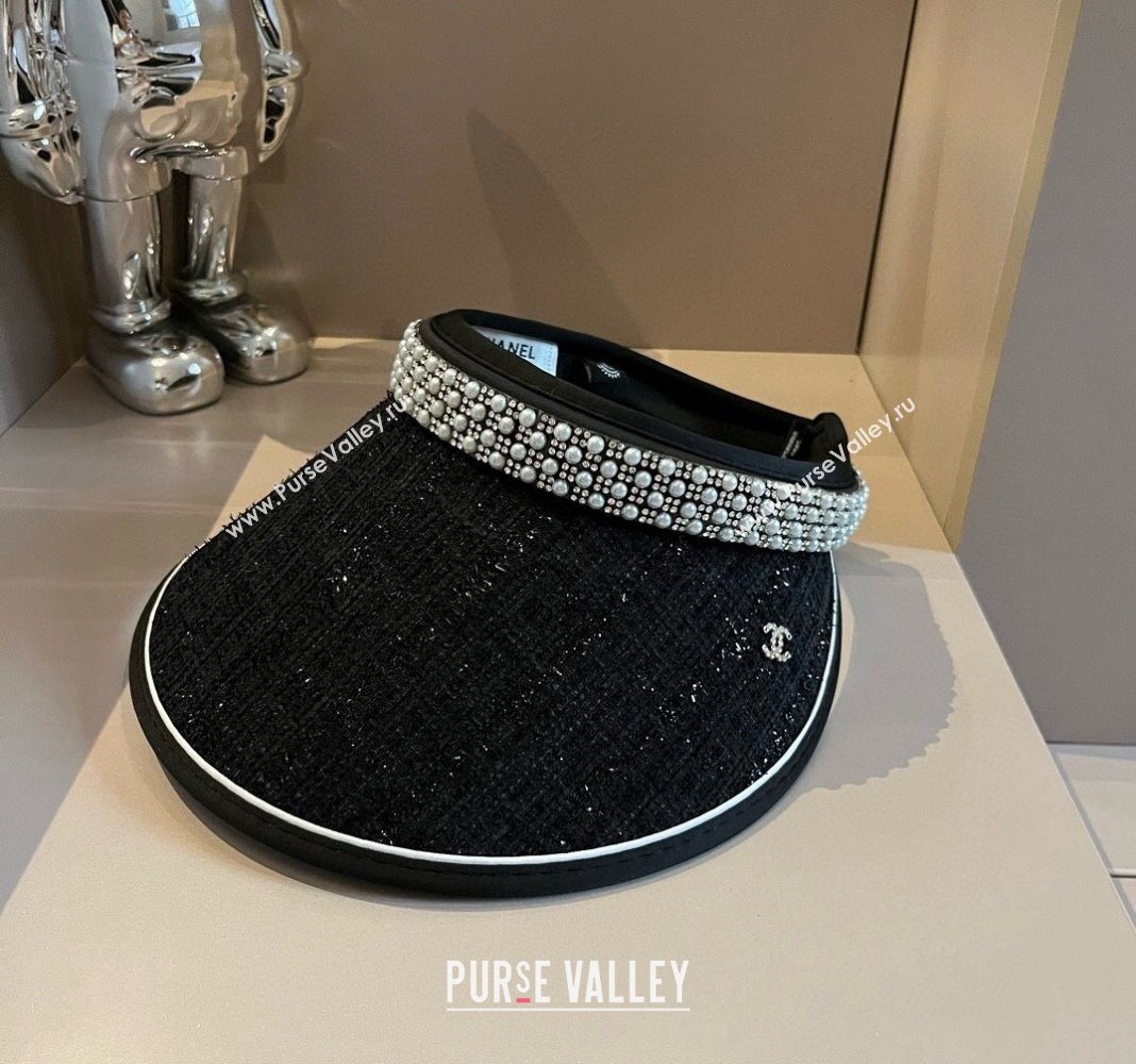 Chanel Visor hat with pearls Black 2024 0514 (XMN-240514110)