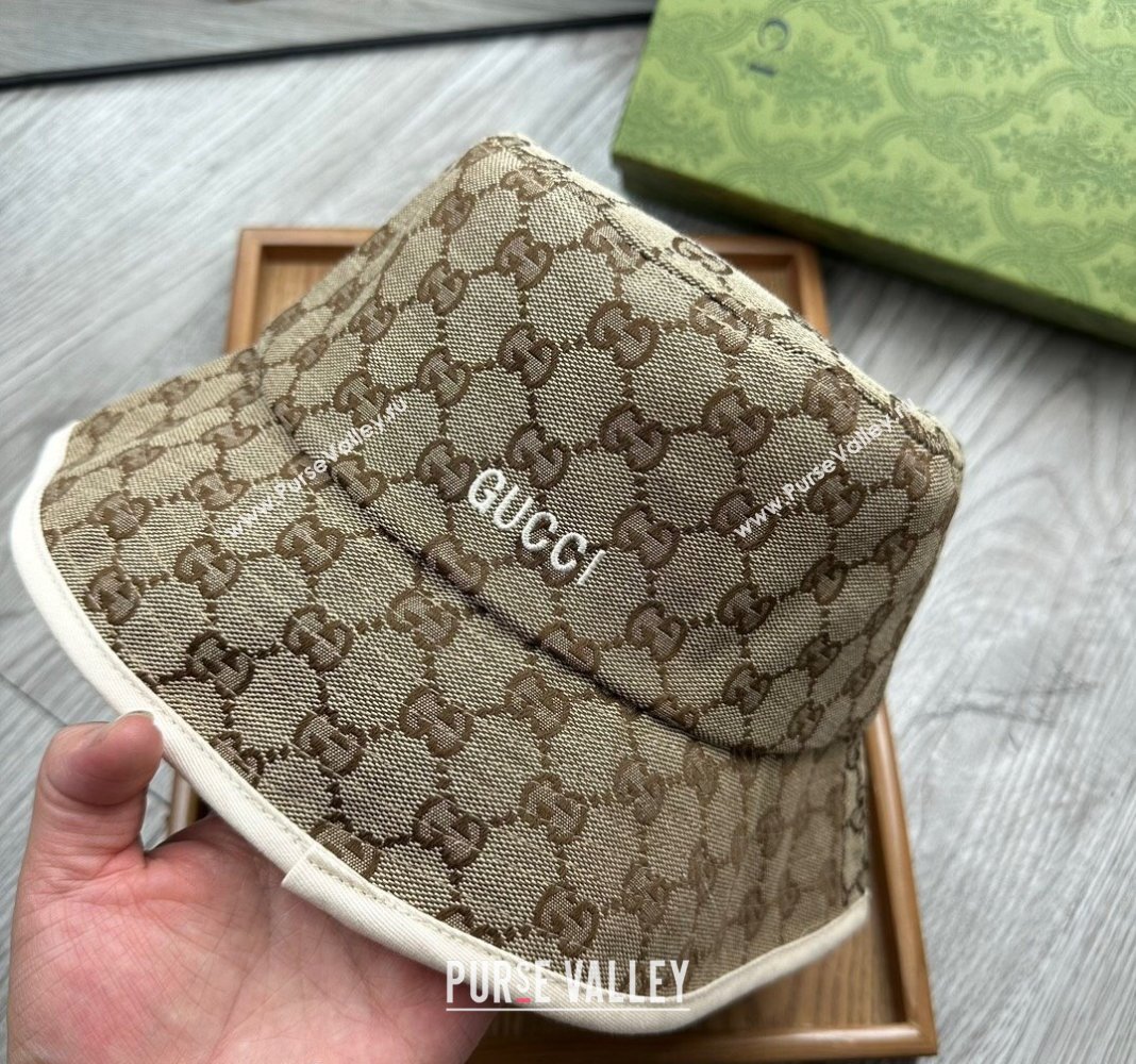 Gucci GG Canvas Bucket Hat with Interlocking G Beige 2024 0514 (MAO-240514042)
