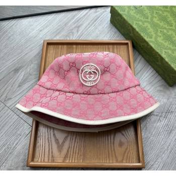Gucci GG Canvas Bucket Hat with Interlocking G Pink 2024 0514 (MAO-240514044)