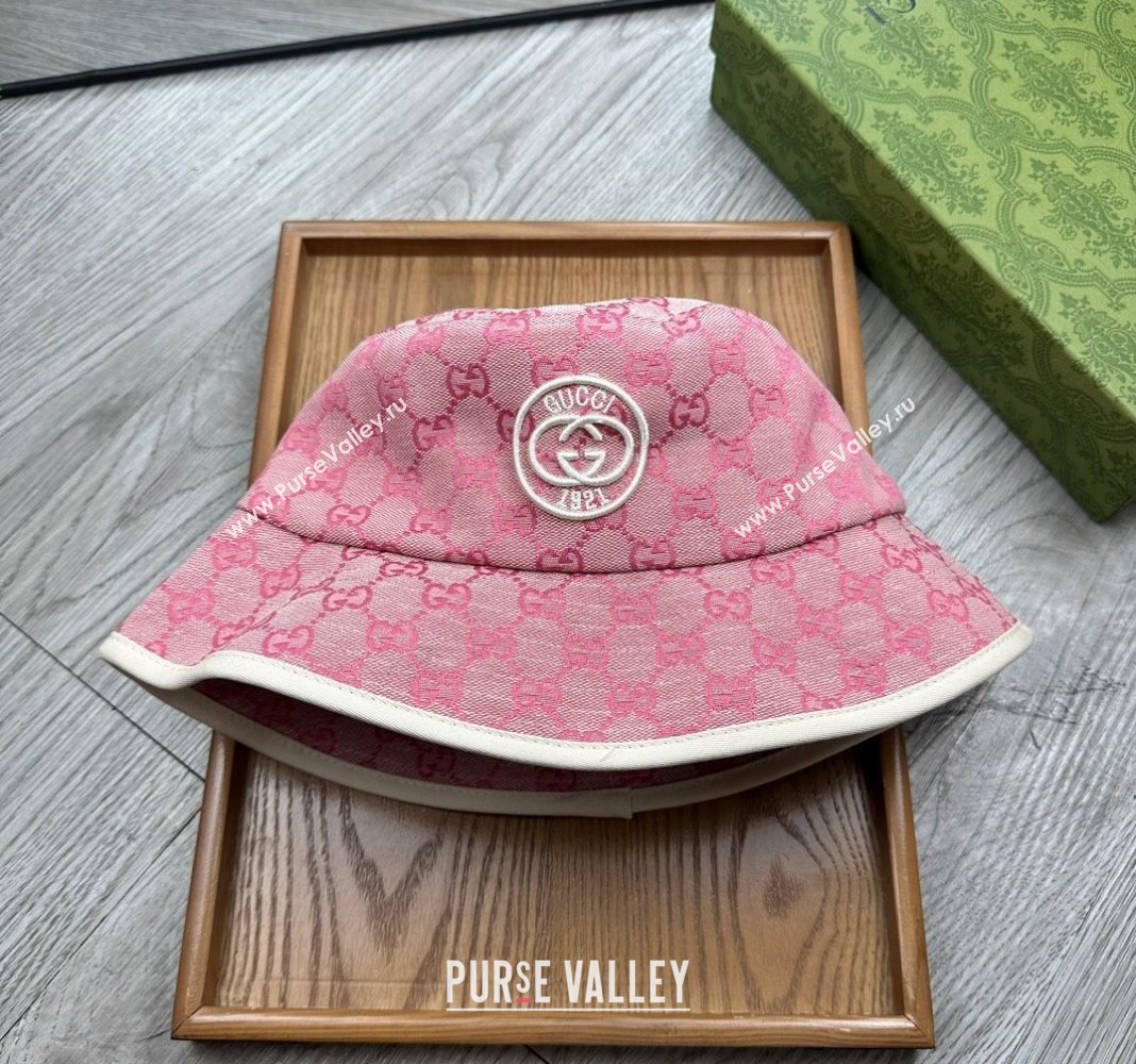 Gucci GG Canvas Bucket Hat with Interlocking G Pink 2024 0514 (MAO-240514044)