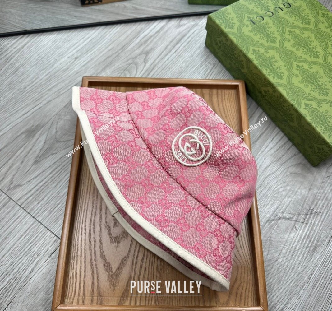 Gucci GG Canvas Bucket Hat with Interlocking G Pink 2024 0514 (MAO-240514044)
