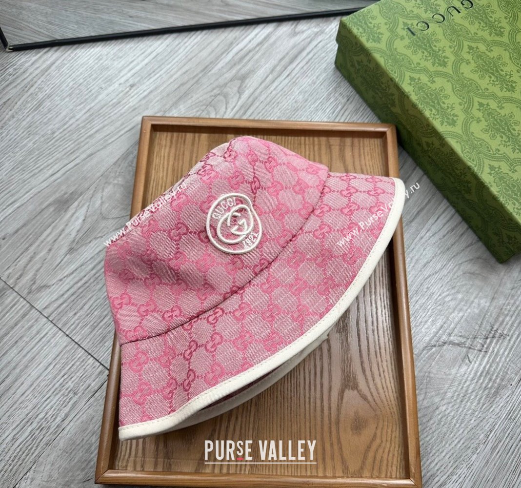 Gucci GG Canvas Bucket Hat with Interlocking G Pink 2024 0514 (MAO-240514044)