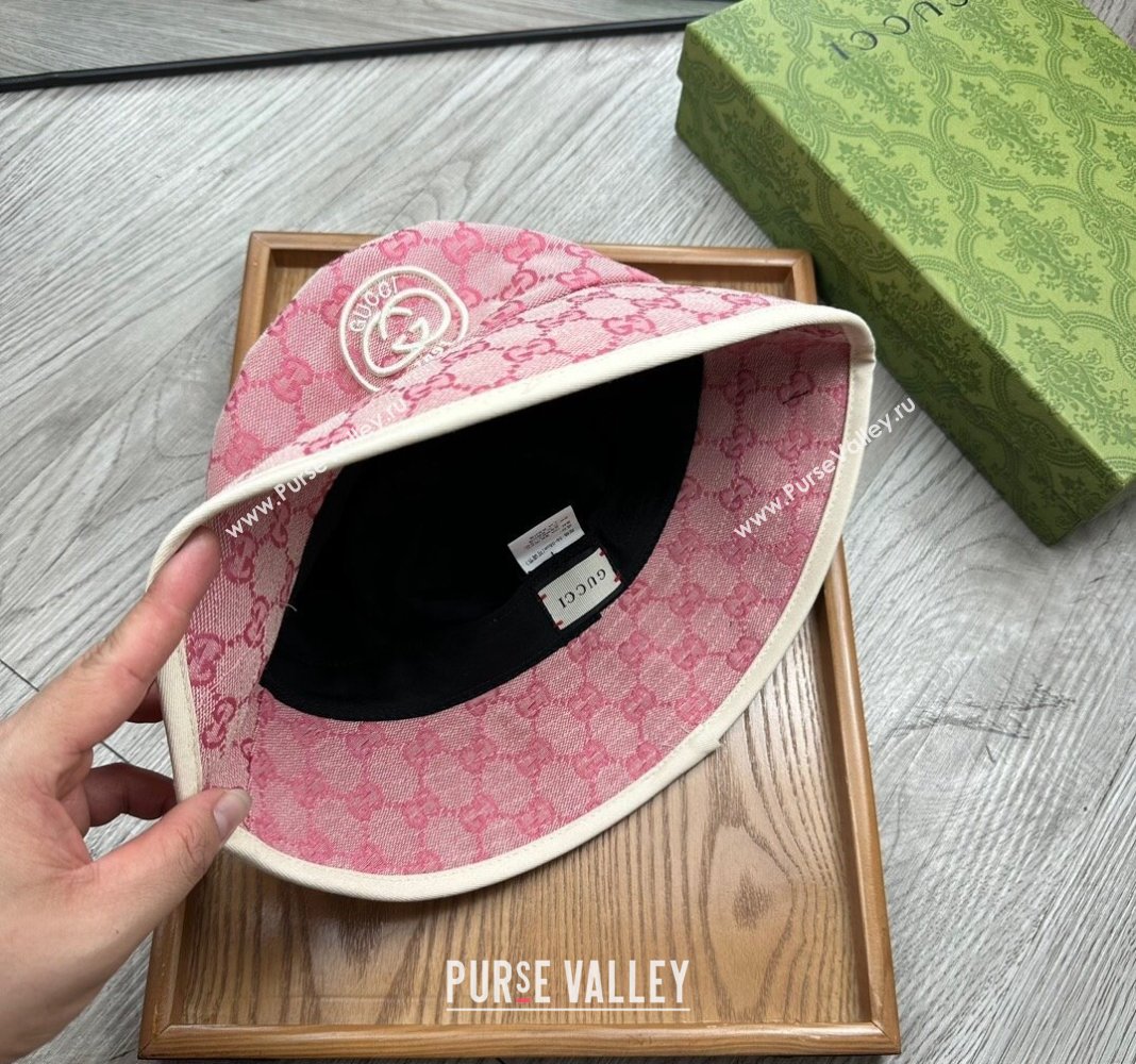Gucci GG Canvas Bucket Hat with Interlocking G Pink 2024 0514 (MAO-240514044)