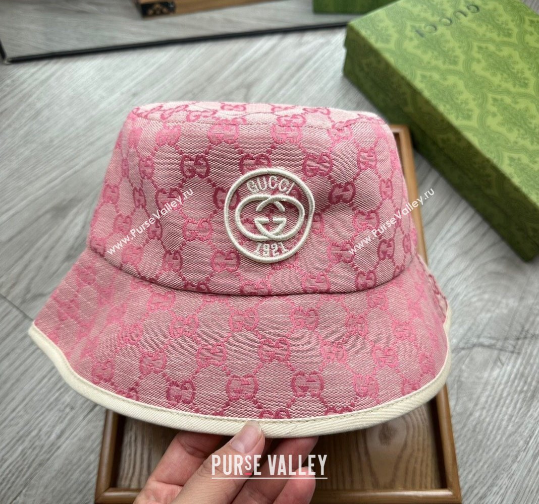 Gucci GG Canvas Bucket Hat with Interlocking G Pink 2024 0514 (MAO-240514044)