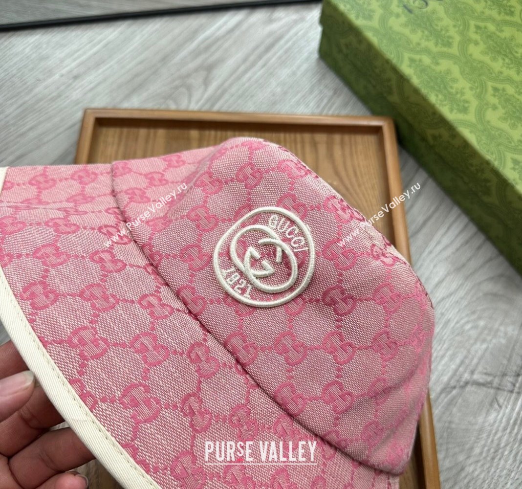 Gucci GG Canvas Bucket Hat with Interlocking G Pink 2024 0514 (MAO-240514044)