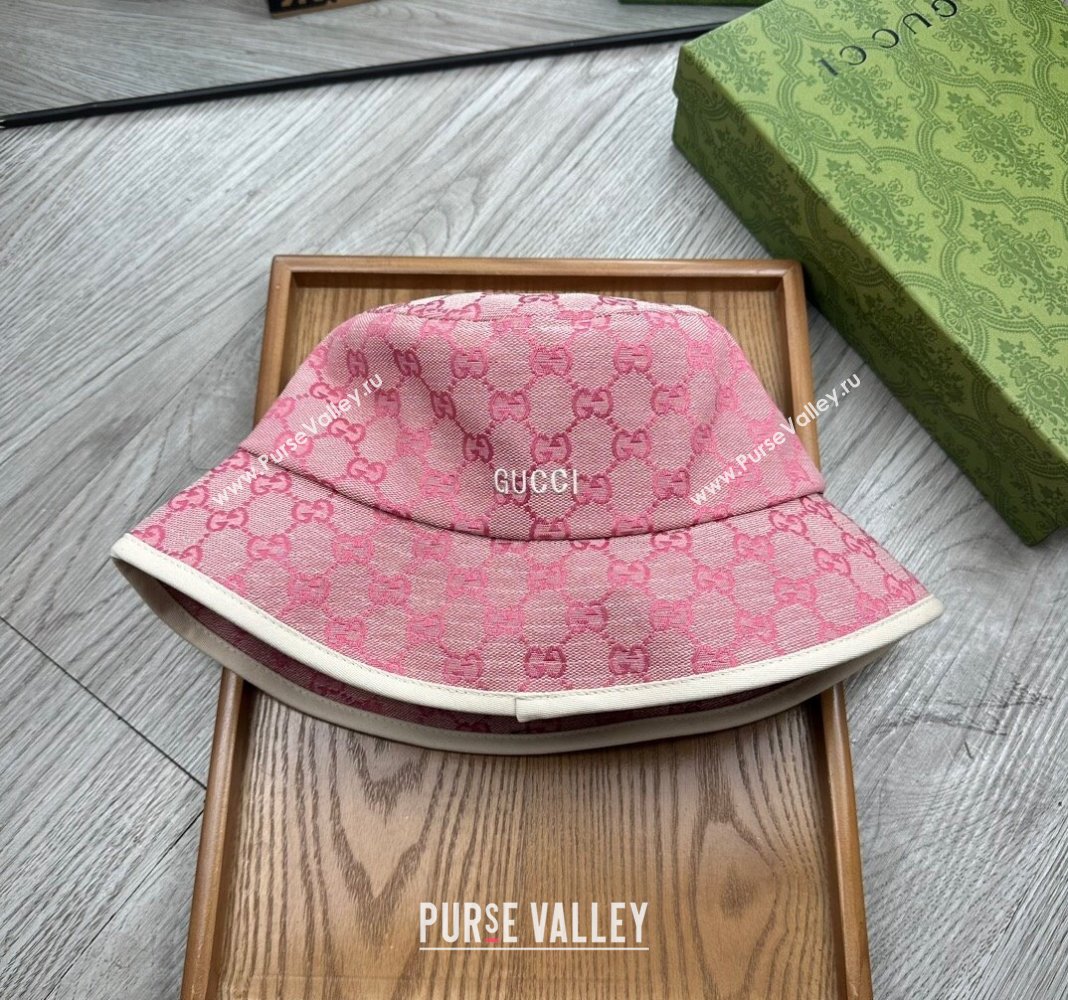 Gucci GG Canvas Bucket Hat with Interlocking G Pink 2024 0514 (MAO-240514044)