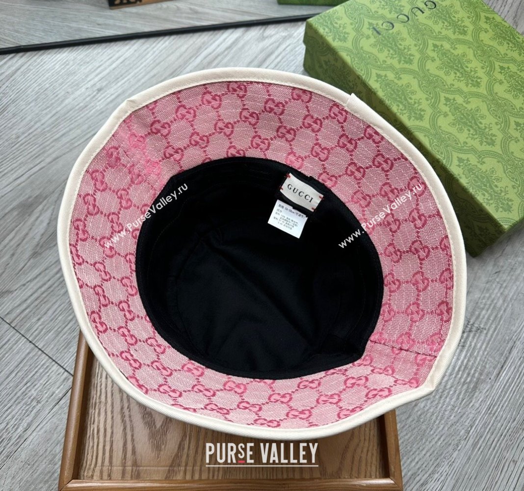 Gucci GG Canvas Bucket Hat with Interlocking G Pink 2024 0514 (MAO-240514044)