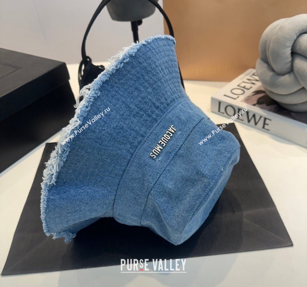 Jacquemus Blue Denim Bucket Hat with Fringe 2024 0619 (MAO-240619044)