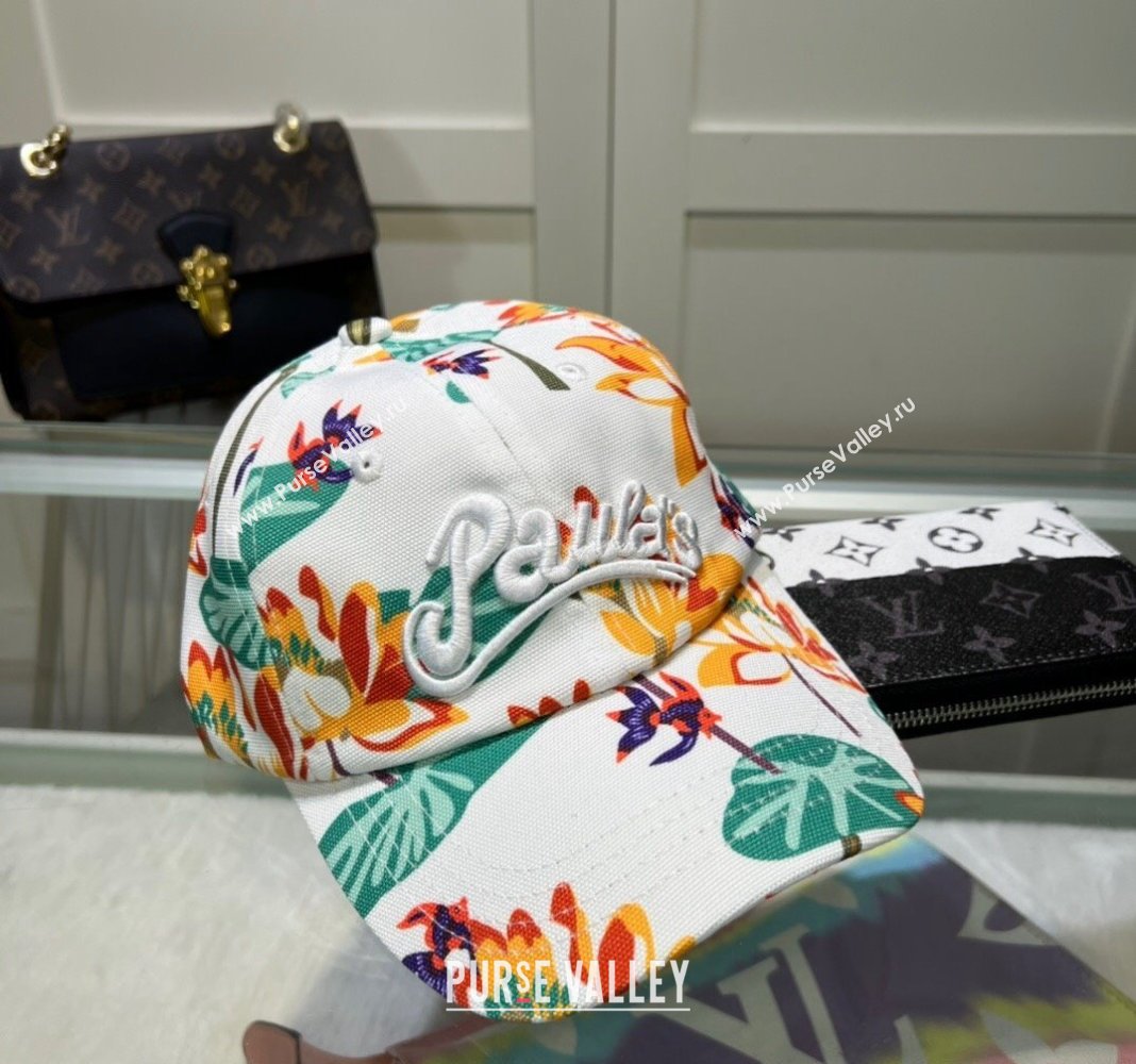 Loewe Printed Baseball Hat White/Yellow/Green 2024 0619 (MAO-240619058)