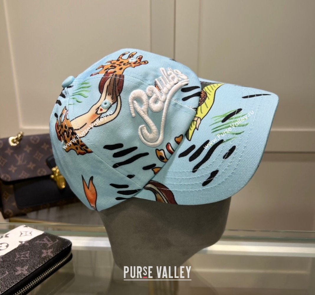 Loewe Printed Baseball Hat Light Blue 2024 0619 (MAO-240619060)