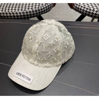 Louis Vuitton Monogram Mesh Baseball Hat White 2024 0619 (A-240619067)