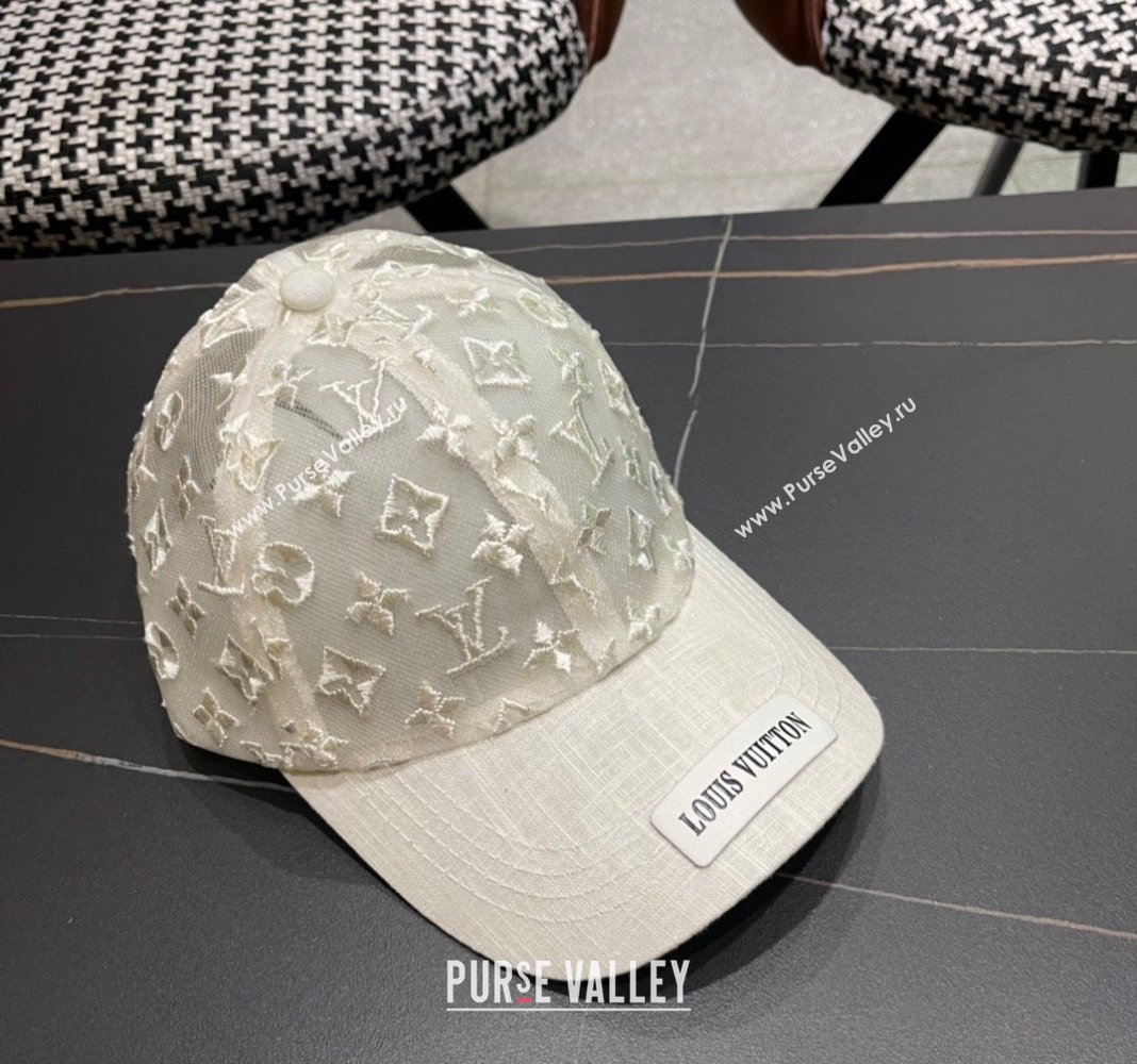 Louis Vuitton Monogram Mesh Baseball Hat White 2024 0619 (A-240619067)