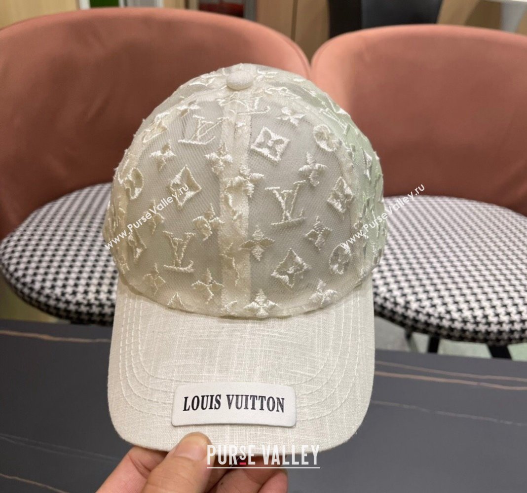 Louis Vuitton Monogram Mesh Baseball Hat White 2024 0619 (A-240619067)