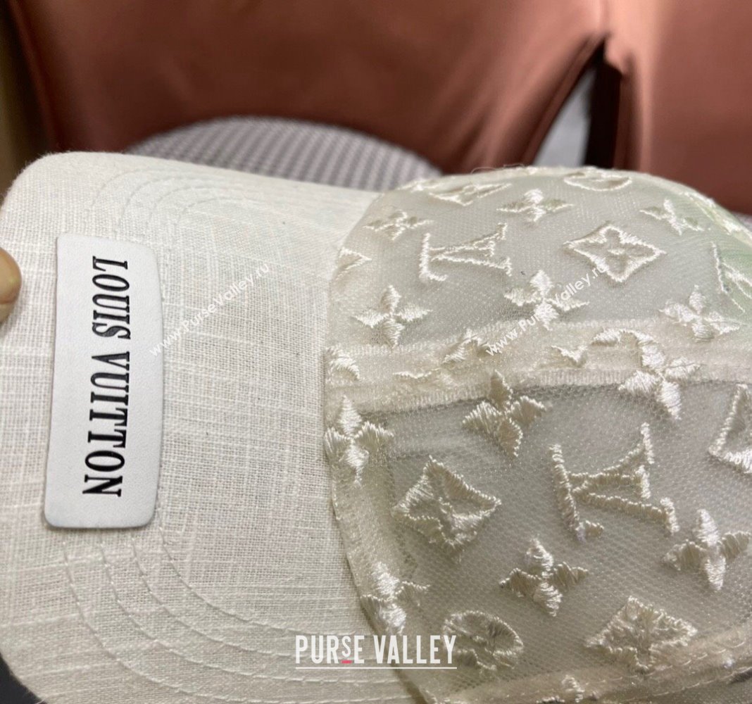 Louis Vuitton Monogram Mesh Baseball Hat White 2024 0619 (A-240619067)