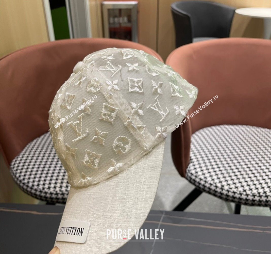 Louis Vuitton Monogram Mesh Baseball Hat White 2024 0619 (A-240619067)