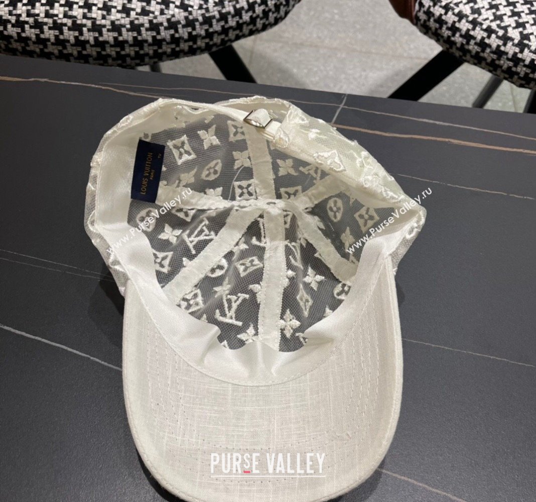 Louis Vuitton Monogram Mesh Baseball Hat White 2024 0619 (A-240619067)