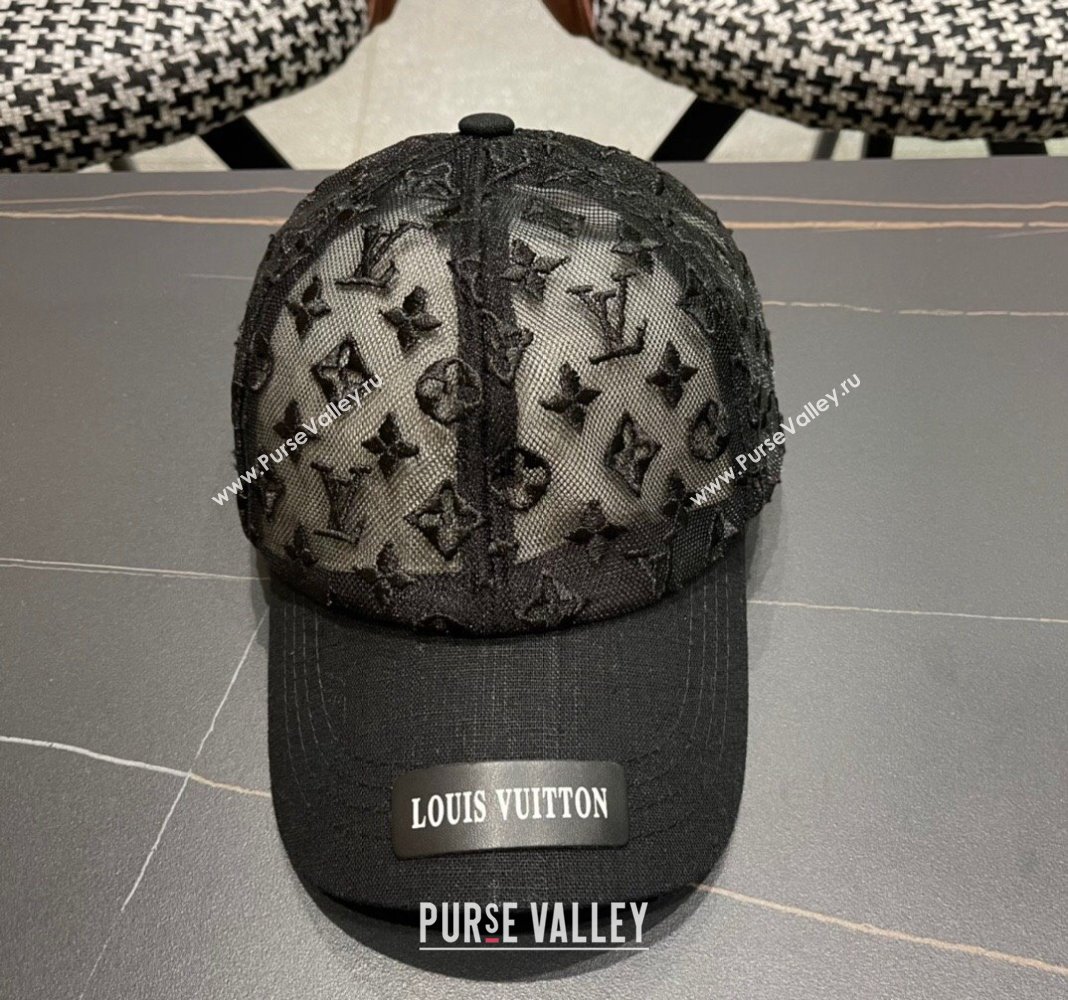 Louis Vuitton Monogram Mesh Baseball Hat Black 2024 0619 (A-240619068)