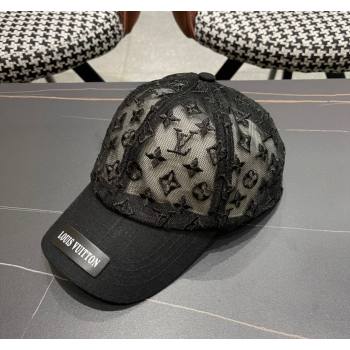 Louis Vuitton Monogram Mesh Baseball Hat Black 2024 0619 (A-240619068)