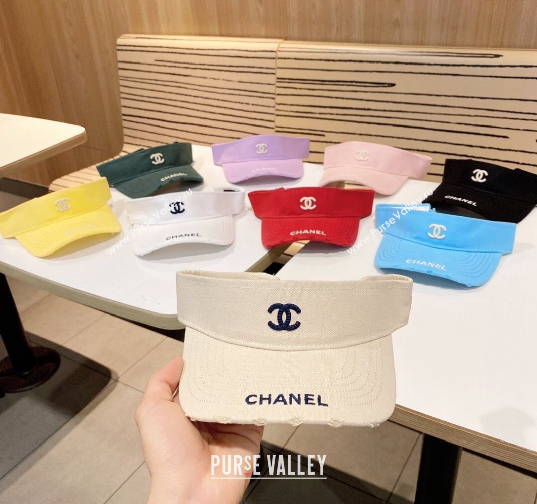 Chanel Canvas Visor Hat White 2024 0619 (A-240619072)