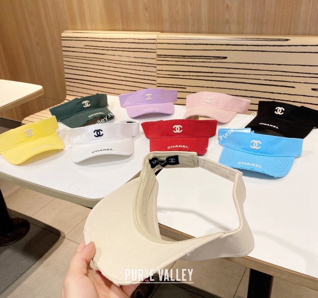 Chanel Canvas Visor Hat White 2024 0619 (A-240619072)