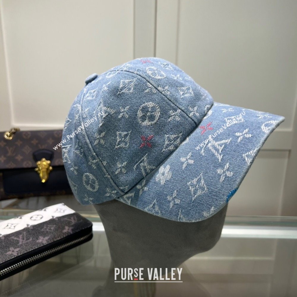 Louis Vuitton Denim Baseball Hat Pale Blue 2024 071002 (MAO-240710140)