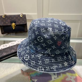 Louis Vuitton Denim Bucket Hat Dark Blue 2024 071002 (MAO-240710141)