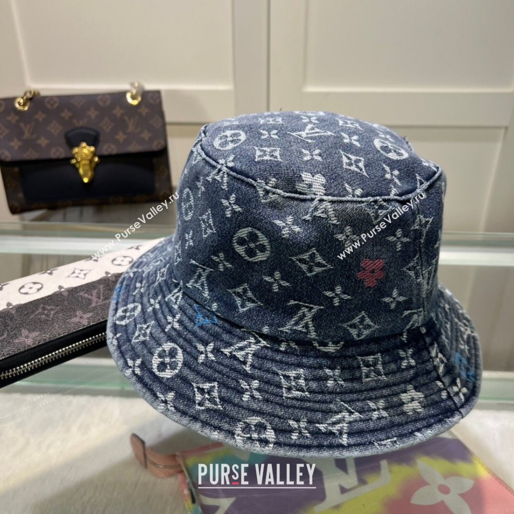 Louis Vuitton Denim Bucket Hat Dark Blue 2024 071002 (MAO-240710141)