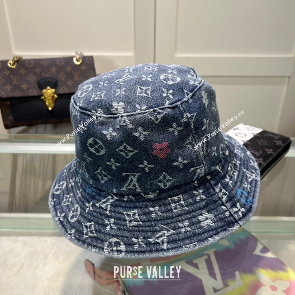 Louis Vuitton Denim Bucket Hat Dark Blue 2024 071002 (MAO-240710141)