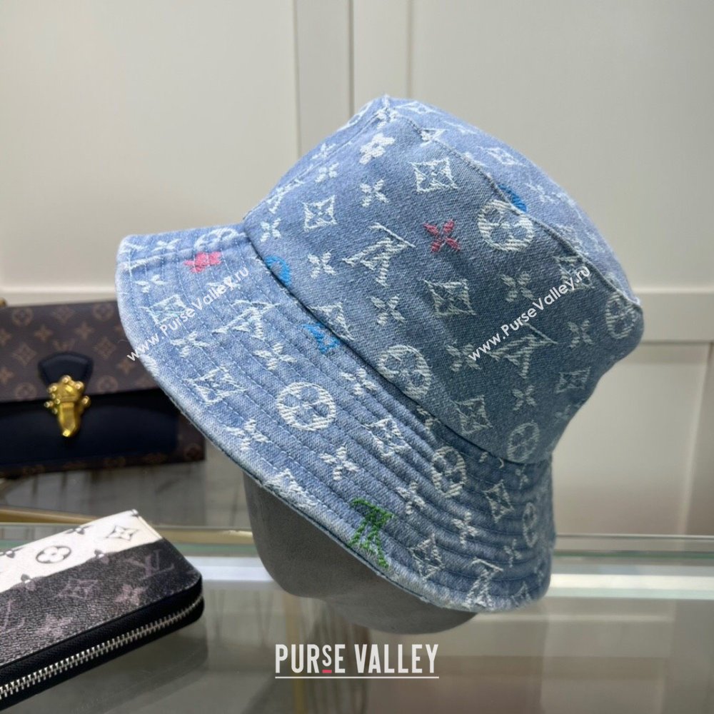 Louis Vuitton Denim Bucket Hat Light Blue 2024 071002 (MAO-240710142)