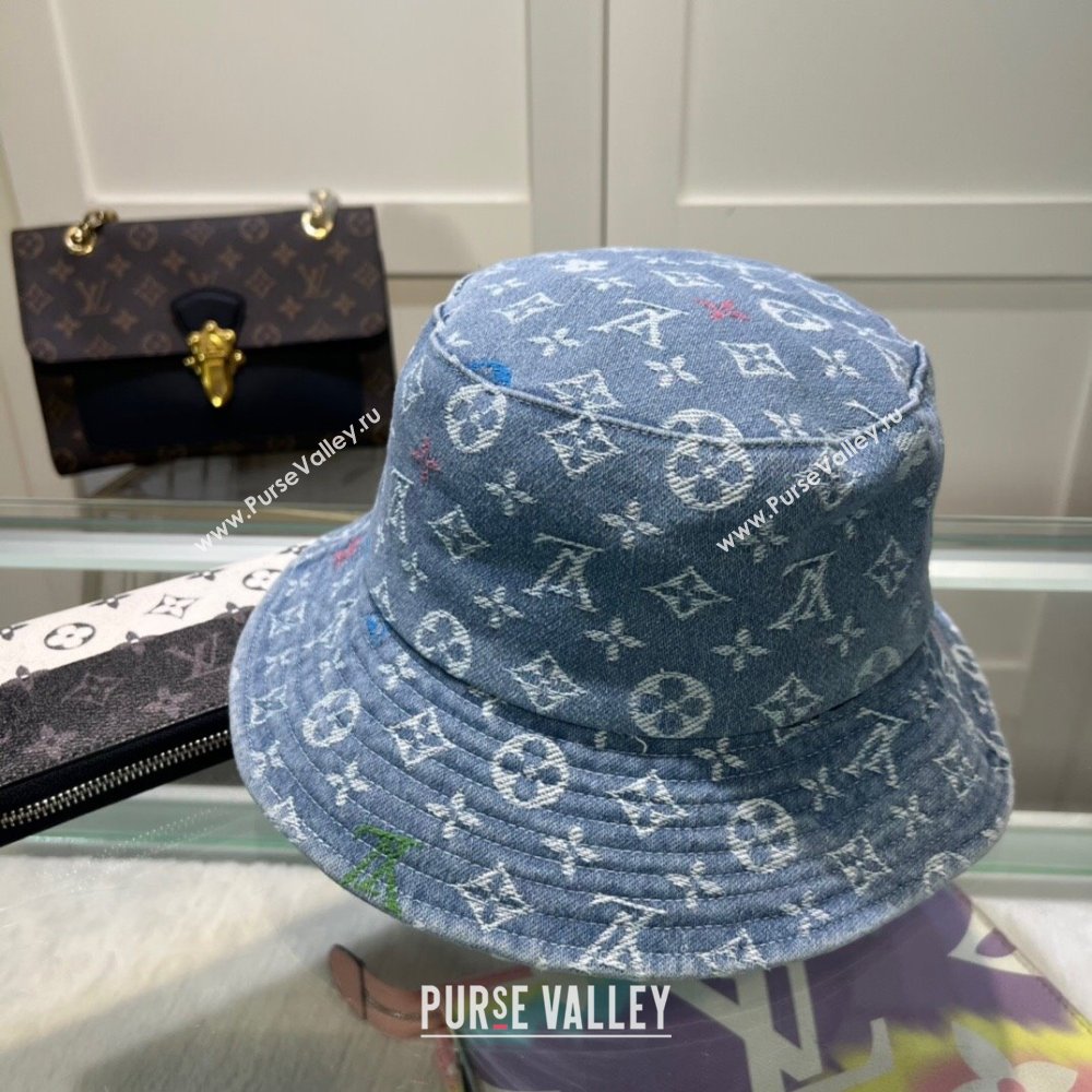 Louis Vuitton Denim Bucket Hat Light Blue 2024 071002 (MAO-240710142)