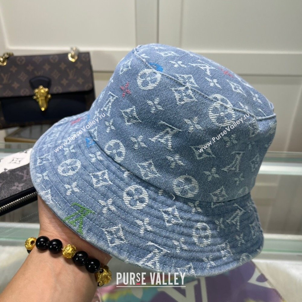 Louis Vuitton Denim Bucket Hat Light Blue 2024 071002 (MAO-240710142)