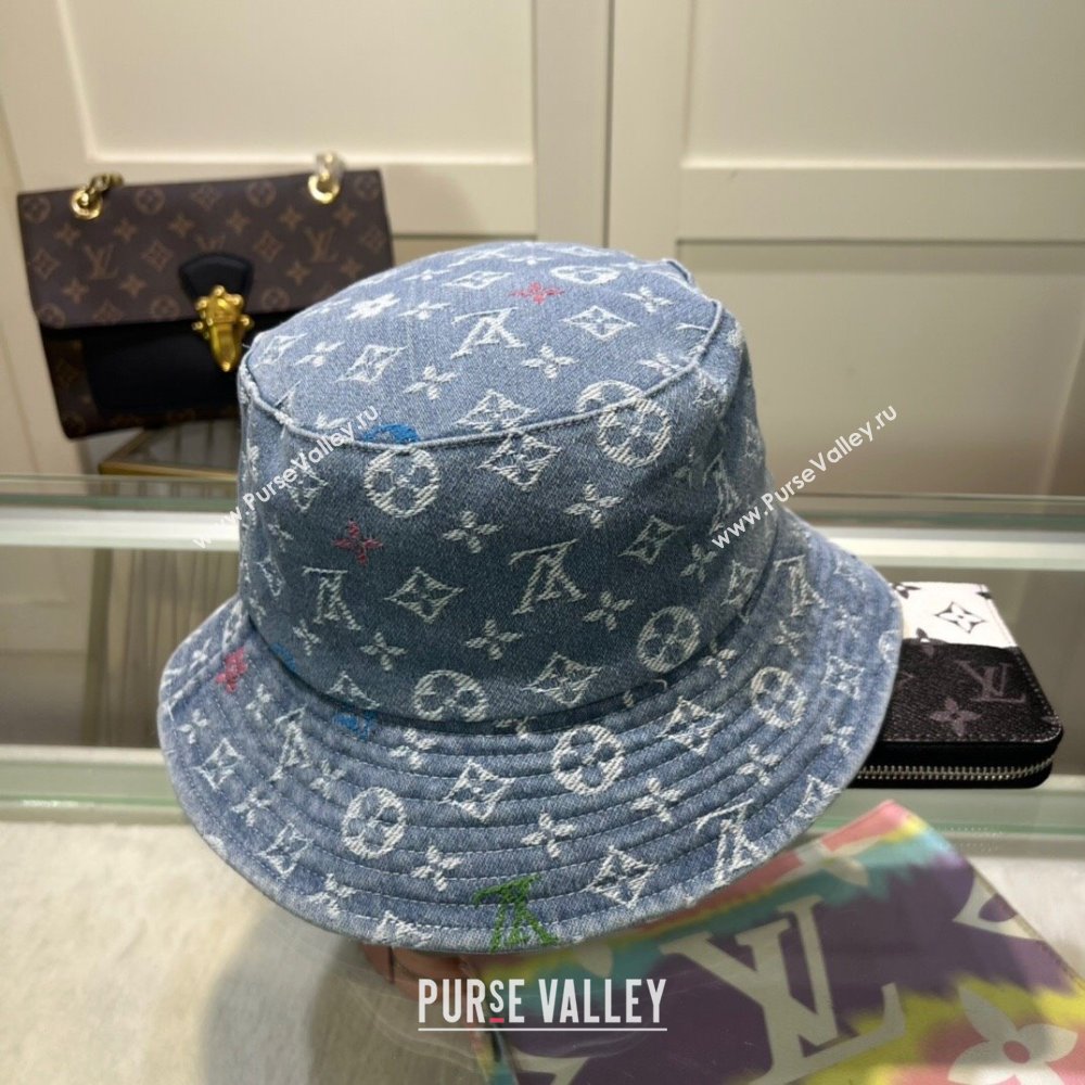 Louis Vuitton Denim Bucket Hat Light Blue 2024 071002 (MAO-240710142)