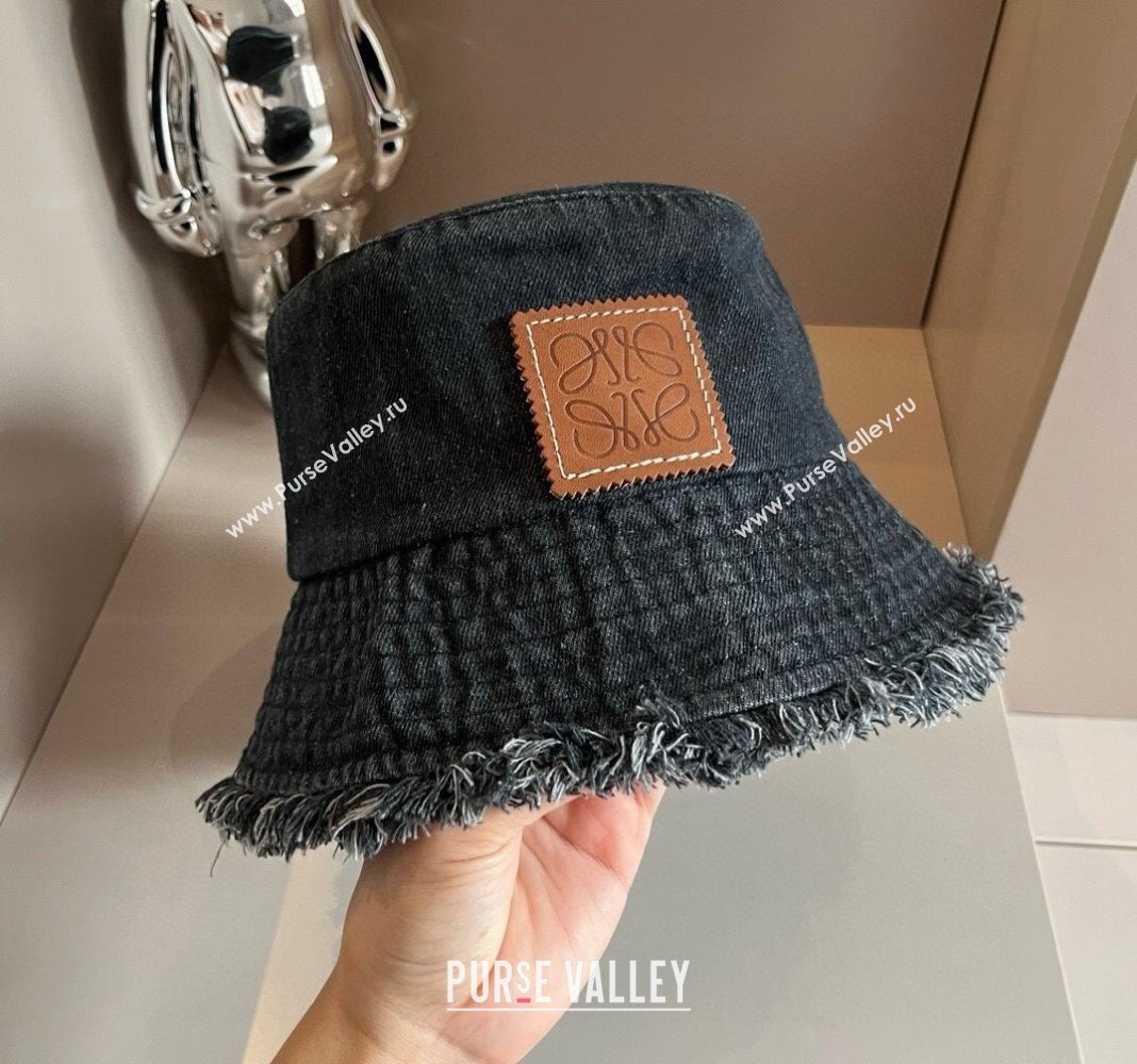 Loewe Denim Bucket hat with Fringe Black 2024 0730 (XMN-240730050)