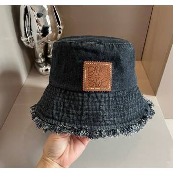 Loewe Denim Bucket hat with Fringe Black 2024 0730 (XMN-240730050)