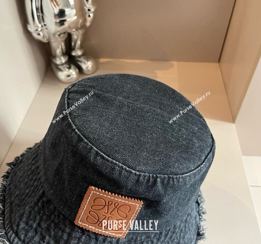 Loewe Denim Bucket hat with Fringe Black 2024 0730 (XMN-240730050)