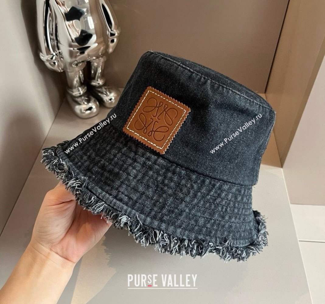 Loewe Denim Bucket hat with Fringe Black 2024 0730 (XMN-240730050)