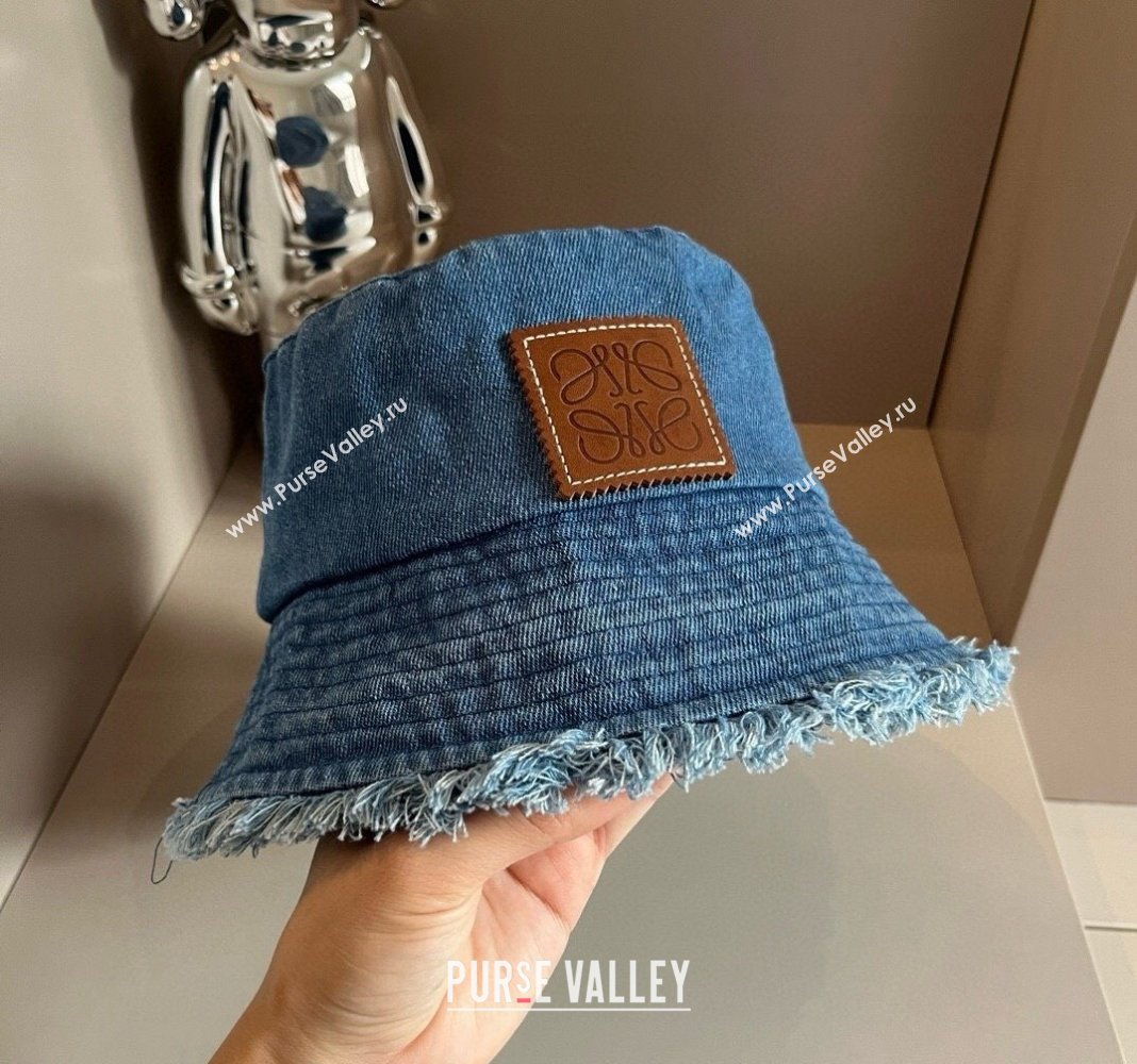 Loewe Denim Bucket hat with Fringe Blue 2024 0730 (XMN-240730051)