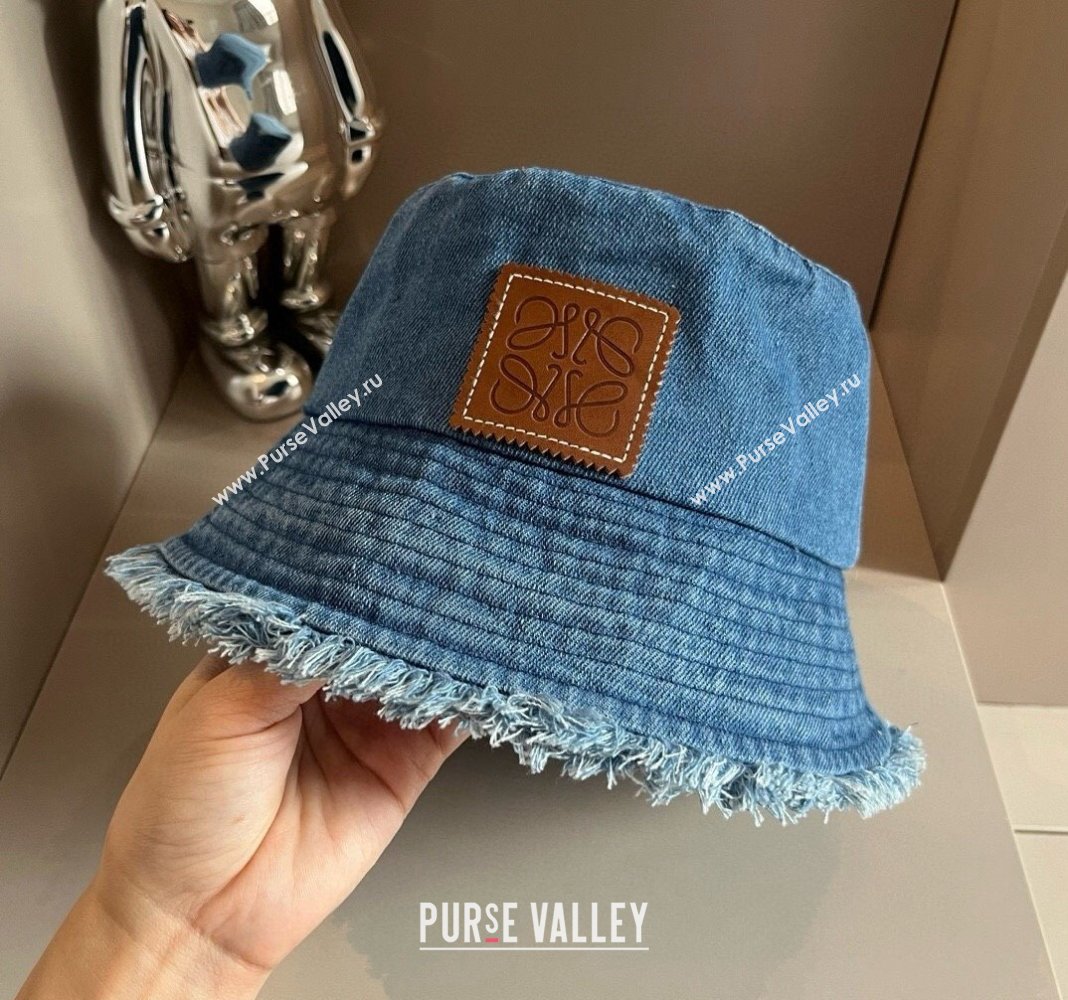 Loewe Denim Bucket hat with Fringe Blue 2024 0730 (XMN-240730051)