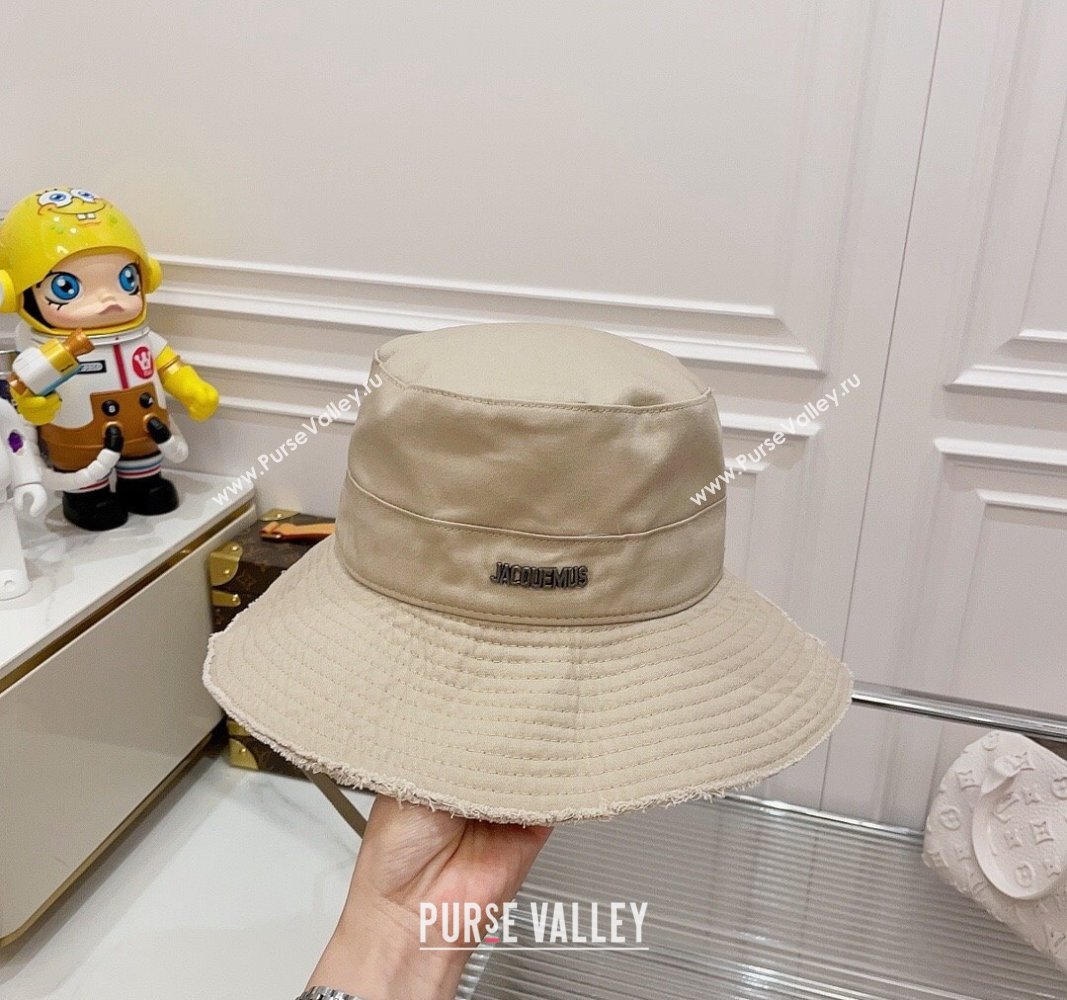 Jacquemus Canvas Bucket Hat with Fringe Beige 2024 0730 (MAO-240730058)