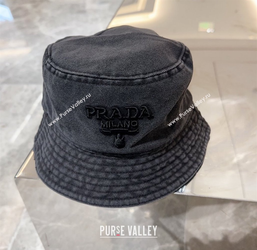 Prada Canvas Bucket Hat Black 2024 073001 (MAO-240730062)