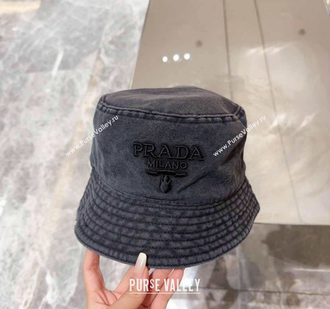 Prada Canvas Bucket Hat Black 2024 073001 (MAO-240730062)