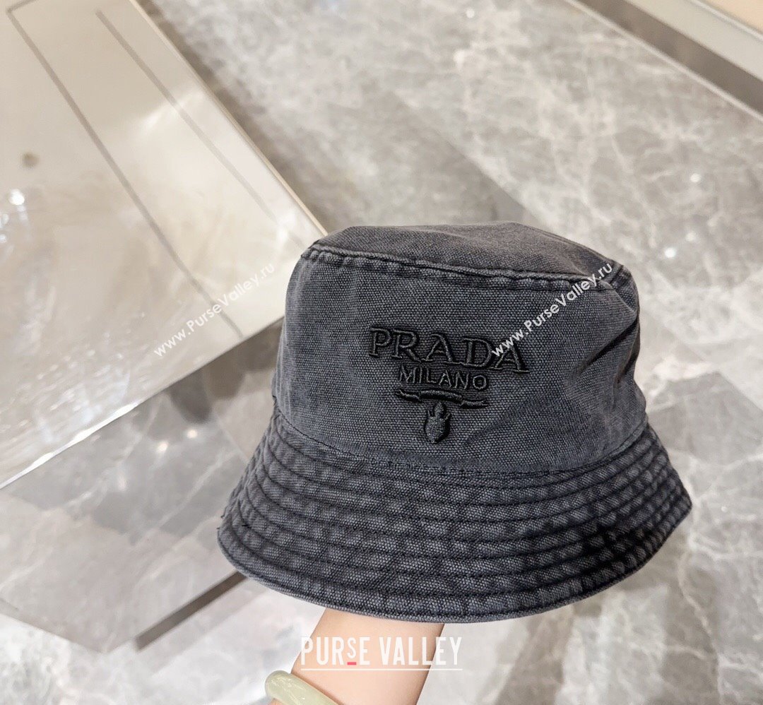 Prada Canvas Bucket Hat Black 2024 073001 (MAO-240730062)