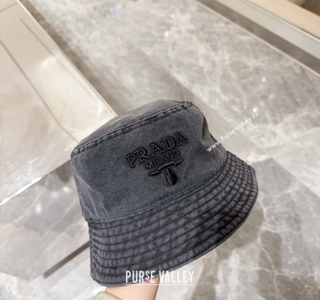 Prada Canvas Bucket Hat Black 2024 073001 (MAO-240730062)