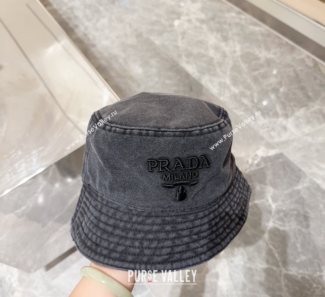 Prada Canvas Bucket Hat Black 2024 073001 (MAO-240730062)