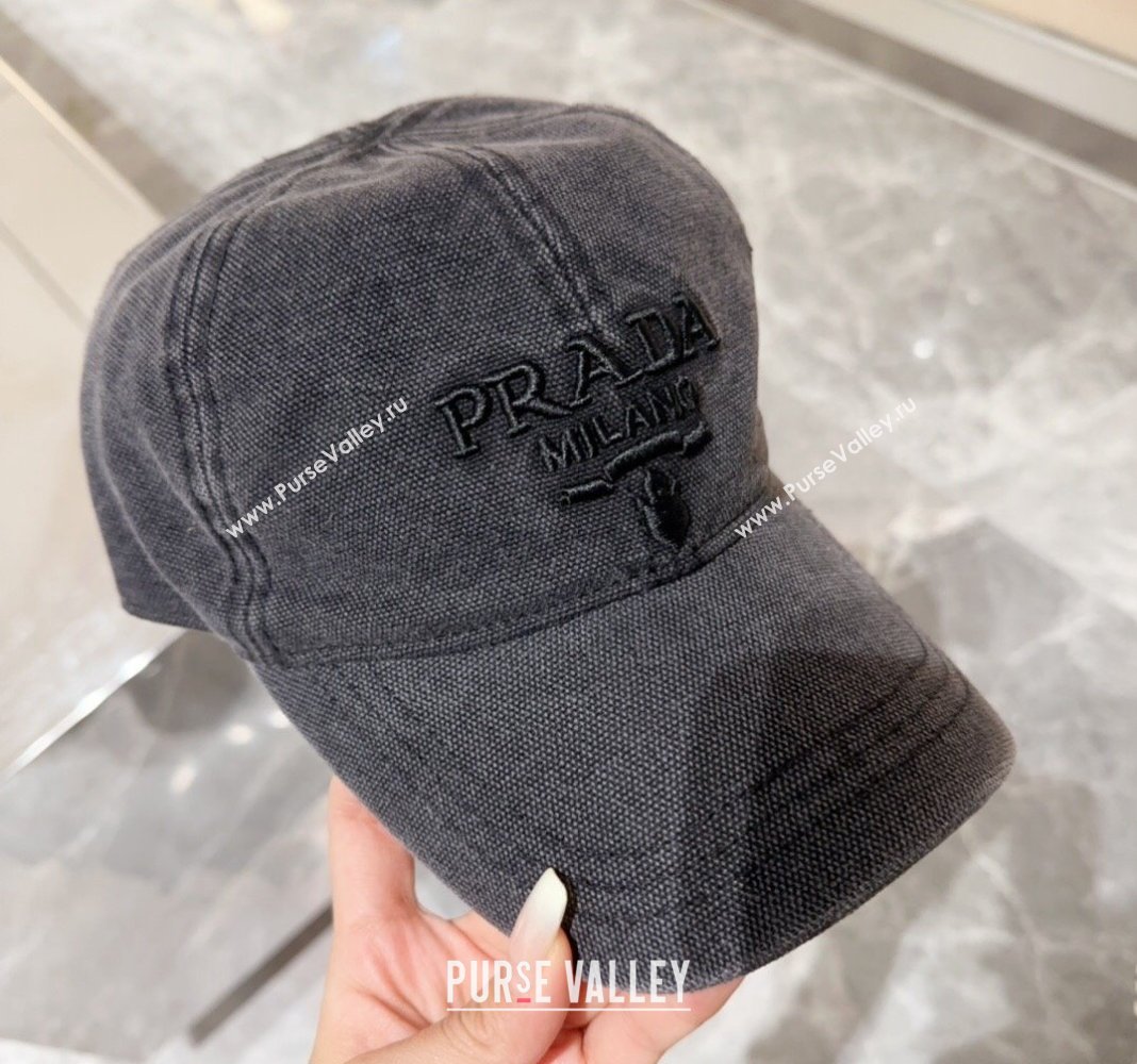 Prada Canvas Baseball Hat Black 2024 073001 (MAO-240730063)