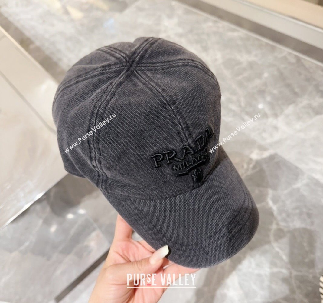 Prada Canvas Baseball Hat Black 2024 073001 (MAO-240730063)